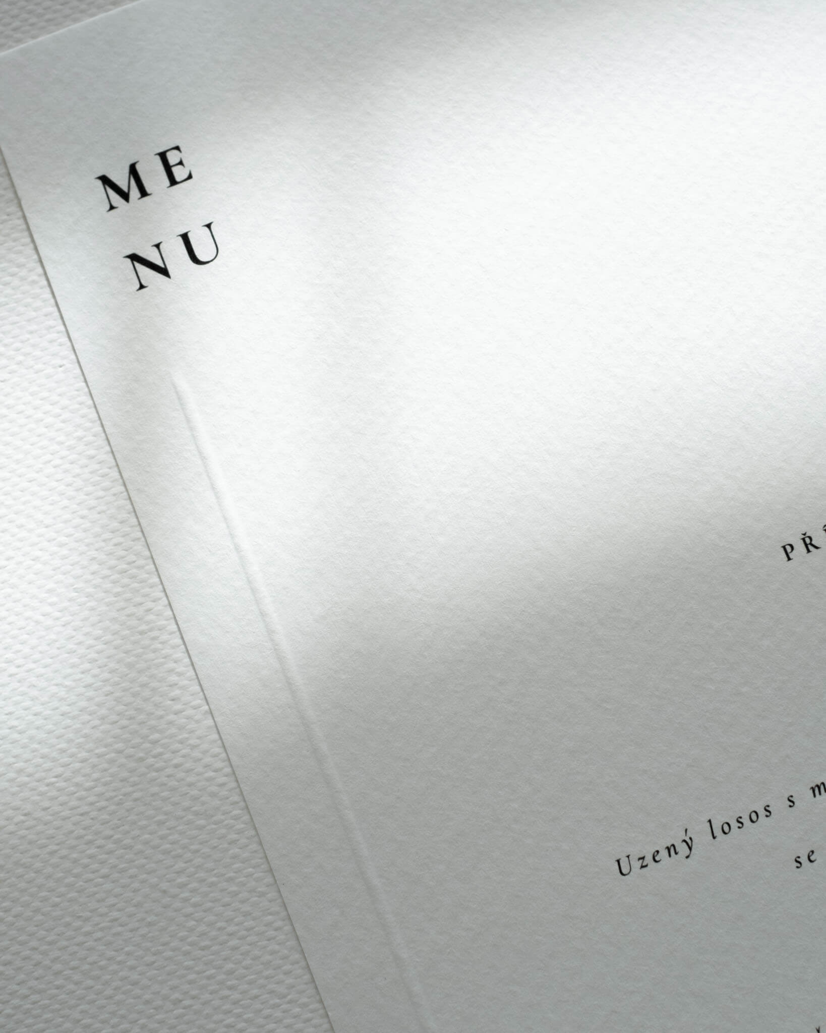 Embosované menu na svatbu