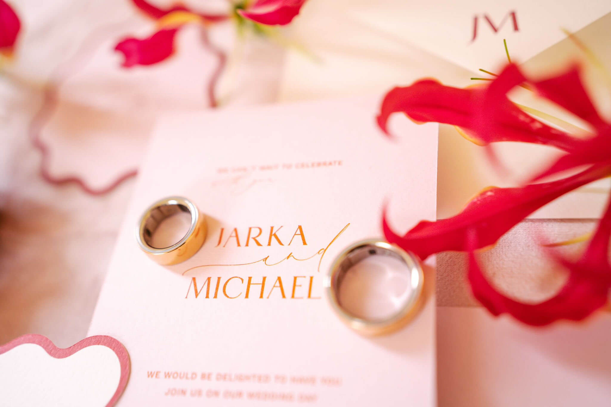 Svatební oznámení růžové moderní